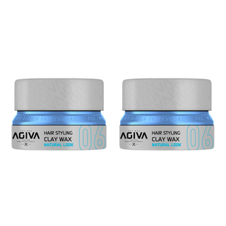 2 x Agiva Hair Styling Clay Wax Natural Look 06 - Silver 155ML